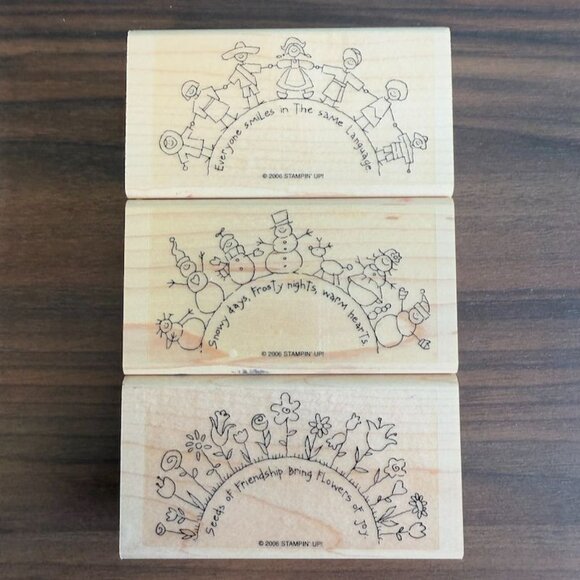 Stampin Up! The World Over Wood Rubber Stamp Set Of 3 Craft Supplies Arts & Craf - Picture 4 of 11